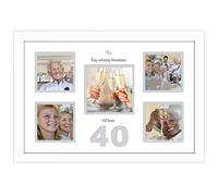 40th Anniversary Photo Frame Ruby Wedding 4x4 x4 and 5x5 976D (White Finish Frame White Mount Grey Inside)