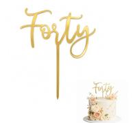 40th Birthday Cake Topper, Gold Acrylic “Forty” Cake Sign 13×10 cm
