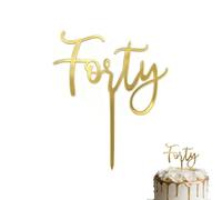 40th Birthday Cake Topper - Gold Acrylic Forty Cake Topper, 13×10 cm Birthday Cake Sign - Elegant Cake Decoration for 40 Birthday Party Supplies, Dessert Tables, Home Celebrations