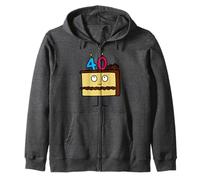 40th Birthday Cake with Candles icing dessert Zip Hoodie