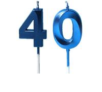 40th Birthday Candles Blue Number 40 Happy Birthday Candles Cake Topper Decorations for Children Birthday Party for 3D Designed Wedding Anniversary Party Wedding Anniversary Celebration Supply
