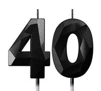 40th Birthday Candles for Cakes Number Candles Black Cake Candles for Anniversary Birthday Party Decorations Cake Toppers 40th Birthday Cake Candles