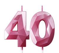 40th Birthday Candles for Cakes Number Candles Pink Cake Candles for Anniversary Birthday Party Decorations Cake Toppers 40th Birthday Cake Candles