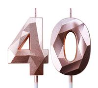 40th Birthday Candles for Cakes Number Candles Rose Gold Cake Candles for Anniversary Birthday Party Decorations Cake Toppers 40th Birthday Cake Candles