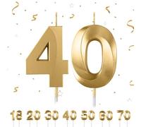 40th Birthday Candles Numbers 40 Birthday Gold Candles for Cake, 3D Diamond Shape Cake Candles Decorations for Birthday Party Wedding Anniversary Celebration Supplies