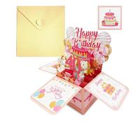 40th Birthday Card, 40th Birthday Pop-Up Greeting Card for Women, 3D Pop Up Greeting Card with Note and Envelope, Gifts for Wife Daughter Girlfriend Women