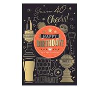 40th Birthday Card, Beer Theme with Craft Brewery Design, You're 40 Cheers Celebration Card, 23x15cm