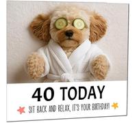 40th Birthday Card - Cavapoo Dog Relaxing Spa Cute Cavapoo Funny Birthday Card for 40 Year old forty, fortieth