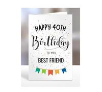 40th birthday card for best friend, gifts for girl, boy, girls, boys, him, her, male, female, presents for women, men, from bestie, friend, sister, 40 years old, A5-163h_40