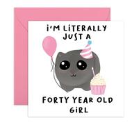 40th Birthday Card for Girls - ‘Just A 40 Year Old Girl’ - Gifts for Her, Daughter, Sister, Niece - Forty Years Old - Comes with Fun Stickers