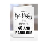 40th Birthday Card for STEP SISTER, Happy Birthday, Gifts for Men or Women, Presents for Christmas, 40 and fabulous, 40 years old, A5-70_176