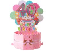 40th Birthday Card Happy 40th Birthday 3D Pop Up Greeting Card 40 th Birthday Gifts with Note and Envelope for 40 Years Old Wife Husband Mother Father Women Men Sister Friends (40th pink)