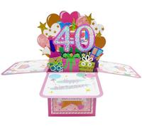40th Birthday Card Pop-Up Greeting Card for Women 3D Pop Up Greeting Card with Note and Envelope 40th Birthday Gifts for Daughter Wife Husband Women 23010