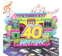 40th Birthday Card with Music and Lights - Back In 1985 Pop Up Birthday Cards for Men, Women - Retro 80's Trivia, Facts, Boombox, Roller Rink, Happy Bday Song - Light Up, Musical 40 Year Old Gift