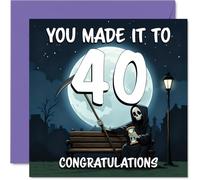 40th Birthday Cards for Men Women - You Made It To - Happy Birthday Card for 40 Year Old Man Woman Auntie Neighbour Son Uncle, 145mm Bday Greeting Cards