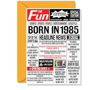40th Birthday Cards for Women Men - Born In 1985 Newspaper - Happy 40 Birthday Card for Sister Brother Friend Vintage Retro Back In 1985, A5 Bday Greeting Cards