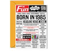 40th Birthday Cards for Women Men - Born In 1985 Newspaper - Happy 40 Birthday Card for Sister Brother Friend Vintage Retro Back In 1985, 5x7 Inch Bday Greeting Cards