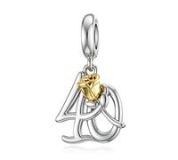 40th Birthday Charm for Pandora Bracelet Rose Dangle Bead Present