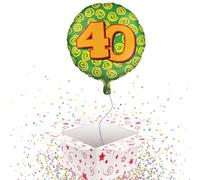 40TH BIRTHDAY COLOURFUL FOIL BALLOON - 46CM - BALLOON IN A BOX