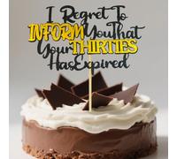 40th Birthday Decoration, 40th Birthday Cake Topper, Black and Gold Cake Decorations - HSC Goodbye Thirties Funny Cake Topper for Men and Women 40th Birthdays Party Supplies