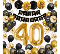 40th Birthday Decorations Rainllon Black And Gold Balloons Happy Birthday Banner Party Anniversary Decorations for Men Women.
