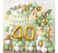 40th Birthday Decorations Sage Green,40th Birthday Balloon Garland Party Decoration with Number 40 foil balloons,Happy Birthday Banner for Men Women 40 Birthdays Party Decorations