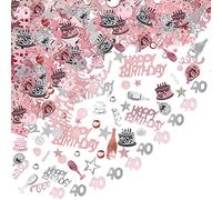 40th Birthday Decorative Confetti Probuk 20g Pink and Silver Birthday Decorative Confetti, Shiny Multi-Coloured Scatter Confetti for Table Decorations, Gift Bags, Invitations, Cake Stands