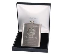 40th Birthday Engraved Hip Flask with Golfer Feature in Gift Box