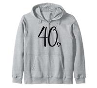 40th Birthday For Women Forty Cute Number 40 Years Old Zip Hoodie