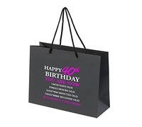 40th Birthday Gift Bags - Black Paper with Rope Handles - Eco Friendly Large Gift Bag - Counting - Pink