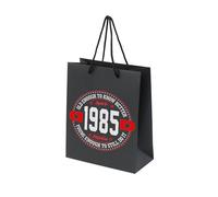 40th Birthday Gift Bags - Paper Gift Bags for Women Men - Gift Bags with Rope Handles - Presents Bag - 1985 - Black - Large Portrait