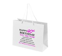 40th Birthday Gift Bags - White Paper with Rope Handles - Eco Friendly Large Gift Bag - Counting - Pink