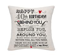 40th Birthday Gift Behind You All Your Memories Cushion Covers for 10-100 Years Old Women Men Teens Happy Birthday Gift for 40 Years Old Wife Husband Cousin Friends Aunt Mum Dad Colleagues Gift(40)