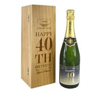 40th Birthday Gift For Him or Her Personalised 75 ottle of Champagne Presented in an engraved Wooden Box [CHAM003]