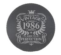 40th Birthday Gift for Men Vintage 1986 Aged to Perfection Engraved Slate Coaster Present for 40 Year Old Etched Natural Slate Placemat (Round Slate)