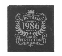 40th Birthday Gift for Men Vintage 1986 Aged to Perfection Engraved Slate Coaster Present for 40 Year Old Etched Natural Slate Placemat (Square Slate)