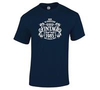 40th Birthday Gift for Men - Vintage Mens T Shirt Born 1985 Aged to Perfection - 1985 Birthday Gifts for Men Navy Size L