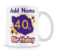 40th Birthday Gift for Women and Men - Personalised Mug/Cup - Add Name - Stars Design