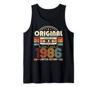 40th Birthday Gift Man Woman 1986 Vintage Cassette 40 Deco Tank Top