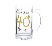 40th Birthday Gift，Men and Women Cheering 40th Birthday Beer Mugs，Cheers to the 40th Anniversary Beer Glass，40th Birthday Party Wedding Anniversary Decorative Gift, 18 Ounce (Cheers to 40 Years)
