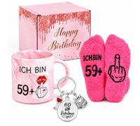 40th Birthday Gift Set Women Funny Mug - 11.5oz Ceramic Mug Dishwasher Safe Non-Slip Socks Keyring Saying I AM 39+1, Funny Gift for Women for 40th Birthday Decoration