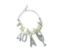 40th Birthday gift Wine Glass Charm (Q)