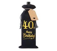 40th Birthday Gifts for Men, Decorative 40th Birthday Wine Bottle Bag with Tag and Drawstring