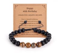 40th Birthday Gifts For Men,Mens Beaded Bracelet With Birthday Card And Box,40th Birthday Gifts For Dad Son Grandad Grandson Uncle Brother,Tiger Eye Stone Bracelet Mens Jewellery,Presents For Men