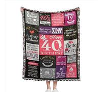 40th Birthday Gifts for Men Women Blanket 60x50 Inches, 40th Birthday Gift Ideas, 40 Year Old Birthday Gifts for Women Men, 40th for Wife Husband Mom Dad Soft Warm Blanket