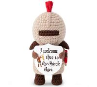 40th Birthday Gifts for Men Women- “I welcome thee to thy Middle Ages” Crochet Medieval Knight, 30th 50th Birthday Gifts for Husband Dad Son Friend Brother, Funny Middle-Aged Birthdays Decor