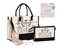 40th Birthday Gifts for Women 1984 Beach Cosmetic Bag 1984 Canvas Tote Turning Vintage Bag set 40th birthday gifts women funny 40 Years Old Gifts for Wife Sister Mom Friends Travel Gear Unique Gifts,