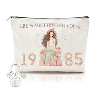 40th Birthday Gifts for Women, 1985 Makeup Bag with Inspirational Keyring, Personalized Travel Wallet Cosmetic Bags for Ladies Mum Best Friend Sister Wife Teacher Ideas Present
