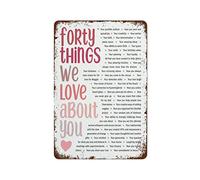40Th Birthday Gifts For Women 40Th Birthday Gift For Her 40 Things We Love About You Template 40 Reasons We Love You Forty Birthday Funny Vintage Metal Tin Sign For Home Bathroom Bar Coffee 8X12 Inch