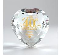 40th Birthday Gifts For Women,40th K9 Heart Crystal Keepsake Gifts For Wife,Daughter,Sister,Mum, Happy 40 Years Birthday Presents For Women, Glass Paperweight With Box & Jewelry Cloth